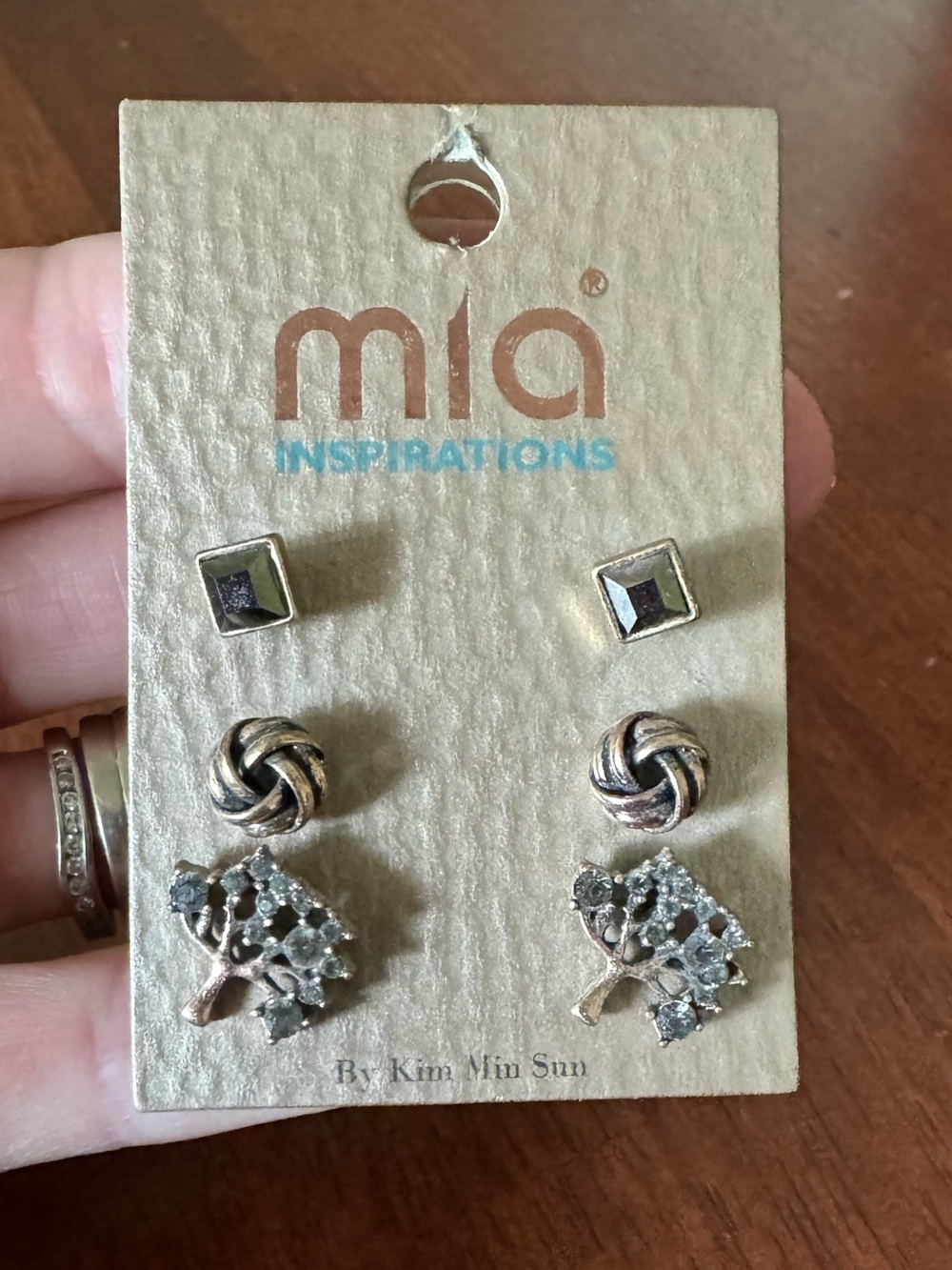 Mixed Stud Earring Trio - Gold Tone